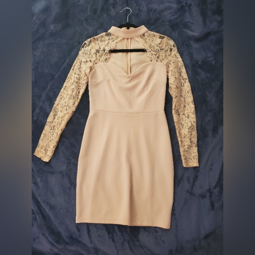 Parisian Collection Laced Long Sleeve Mini Dress